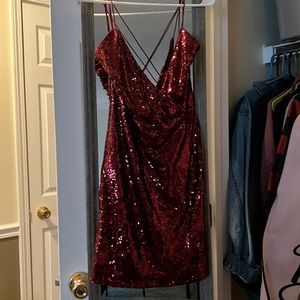 New Tags on red sequin dress